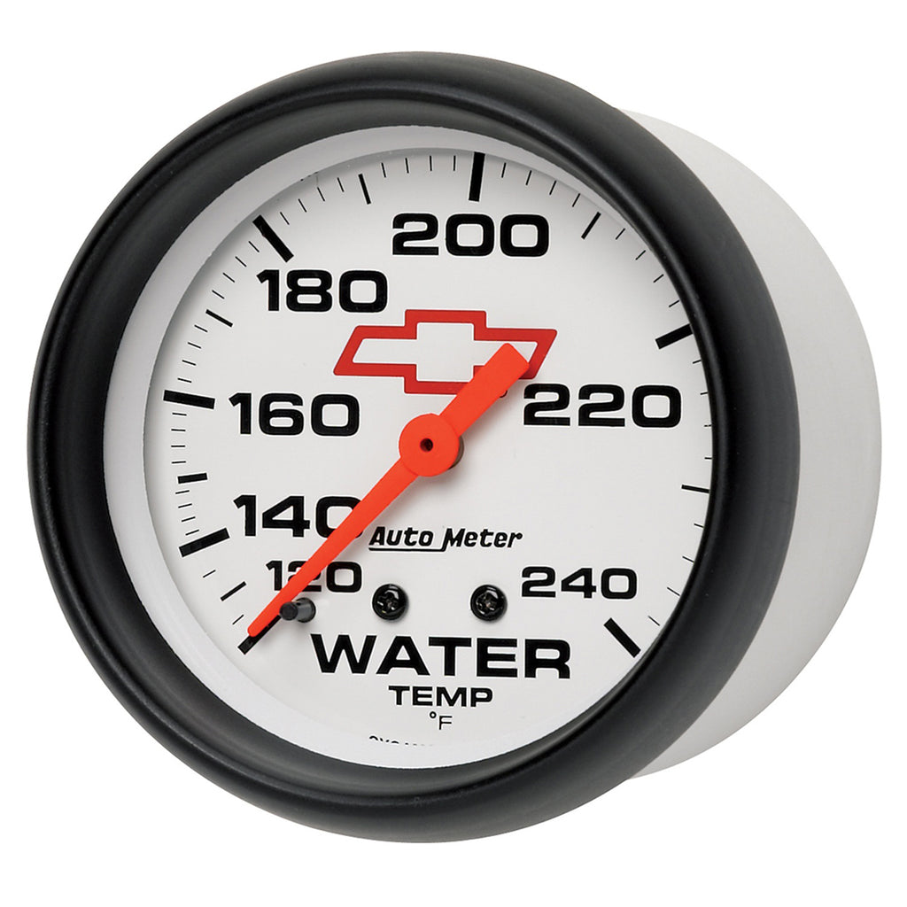 AutoMeter 5832-00406 GAUGE, WATER TEMP, 2 5/8", 120-240?F, MECHANICAL, CHEVY RED BOWTIE, WHITE