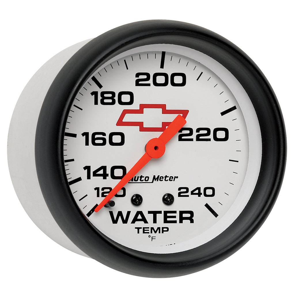 AutoMeter 5832-00406 GAUGE, WATER TEMP, 2 5/8", 120-240?F, MECHANICAL, CHEVY RED BOWTIE, WHITE