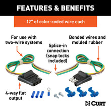 Load image into Gallery viewer, CURT 58344 4-Way Flat Connector Plug &amp; Socket with 12" Wires Each &amp; Hardware (Packaged)
