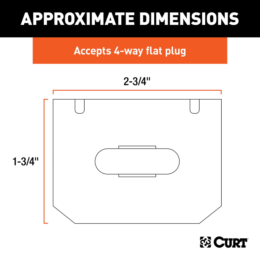 CURT 58345 4-Way Flat Connector Socket with Hardware (Vehicle Side, Packaged)