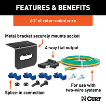 Load image into Gallery viewer, CURT 58345 4-Way Flat Connector Socket with Hardware (Vehicle Side, Packaged)