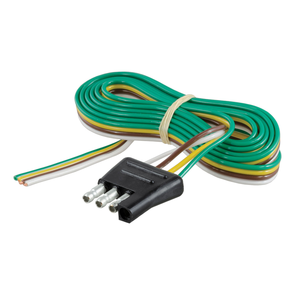 CURT 58348 4-Way Flat Connector Plug with 48" Wires (Trailer Side, Packaged)