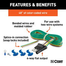 Load image into Gallery viewer, CURT 58349 4-Way Flat Connector Plug with 48" Wires &amp; Hardware (Trailer Side, Packaged)