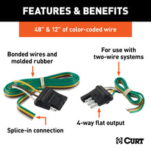 Load image into Gallery viewer, CURT 58355 4-Way Flat Connector Plug &amp; Socket with 12" &amp; 48" Wires (Packaged)