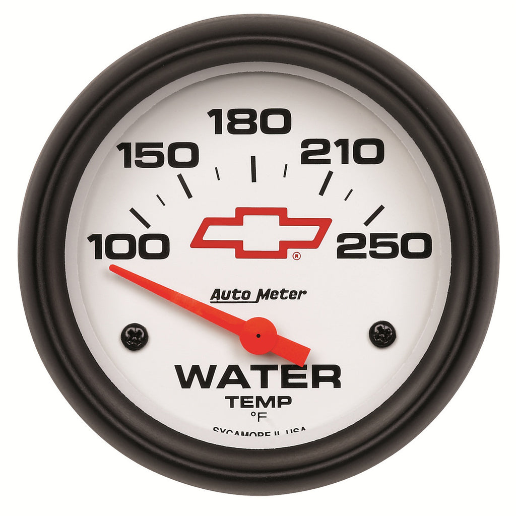 AutoMeter 5837-00406 GAUGE, WATER TEMP, 2 5/8", 100-250?F, ELECTRIC, CHEVY RED BOWTIE, WHITE