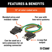 Load image into Gallery viewer, CURT 58380 4-Way Flat Connector Plug &amp; Socket with 12" Wires