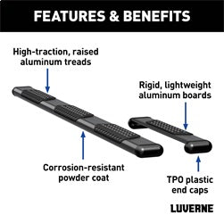 Luverne 584100-571477 LUVERNE 584100-571477 O-Mega II 100-Inch; 36-Inch Black Aluminum Side Steps; Com for Select Ram ProMaster 1500, Ram ProMaster 2500, Ram ProMaster