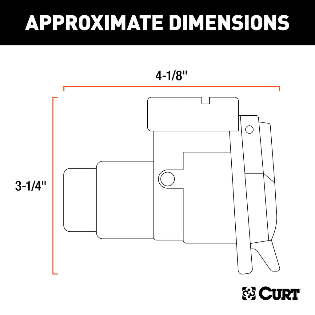 CURT 58417 7-Way RV Blade Connector Socket with Integrated Bracket (Vehicle Side, Packaged)