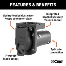 Load image into Gallery viewer, CURT 58417 7-Way RV Blade Connector Socket with Integrated Bracket (Vehicle Side, Packaged)