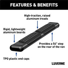 Load image into Gallery viewer, Luverne 584254-570749 LUVERNE 584254-570749 O-Mega II 54-Inch Black Aluminum Rear Step; Compatible wit for Select Dodge Sprinter 2500, Dodge Sprinter 3500, Freightliner Sprinter 2500, Freightliner Sprinter 3500, Mercedes-Benz Sprinter 2500, Mercedes-Benz