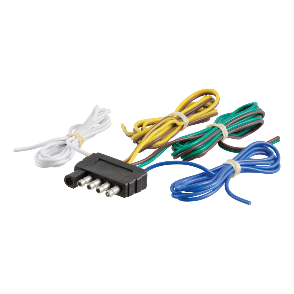 CURT 58540 5-Way Flat Connector Plug with 48" Wires (Trailer Side)
