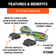 Load image into Gallery viewer, CURT 58551 5-Way Flat Connector Plug &amp; Socket with 72" Wires (Packaged)