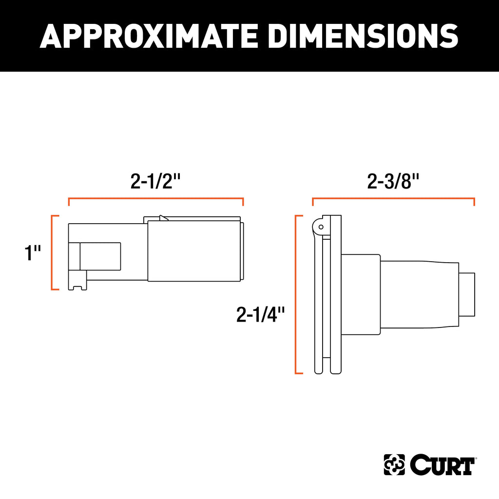 CURT 58671 4-Way Round Connector Plug & Socket (Packaged)