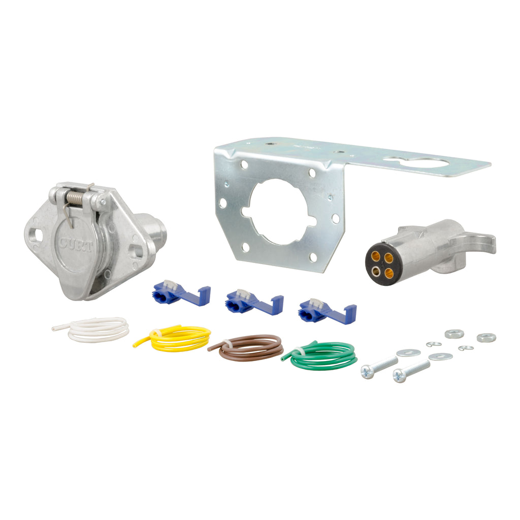 CURT 58677 4-Way Round Connector Plug & Socket with Hardware (Packaged)