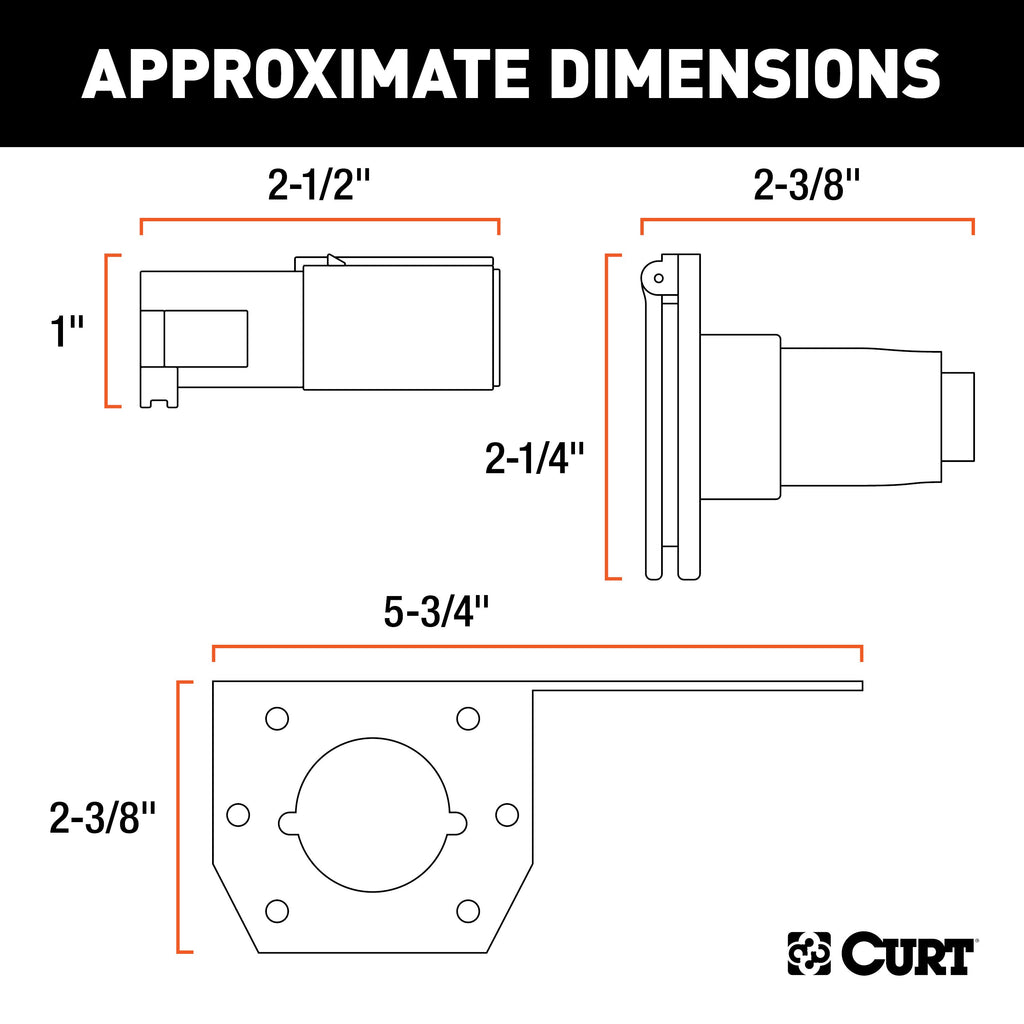 CURT 58677 4-Way Round Connector Plug & Socket with Hardware (Packaged)
