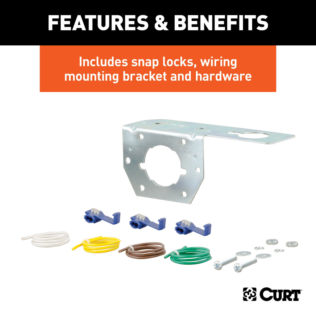 CURT 58677 4-Way Round Connector Plug & Socket with Hardware (Packaged)