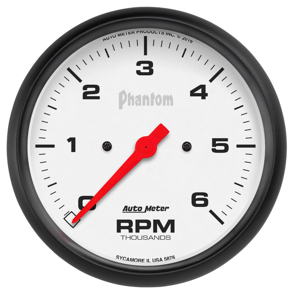 AutoMeter 5876 GAUGE, TACHOMETER, 5", 6K RPM, IN-DASH, PHANTOM