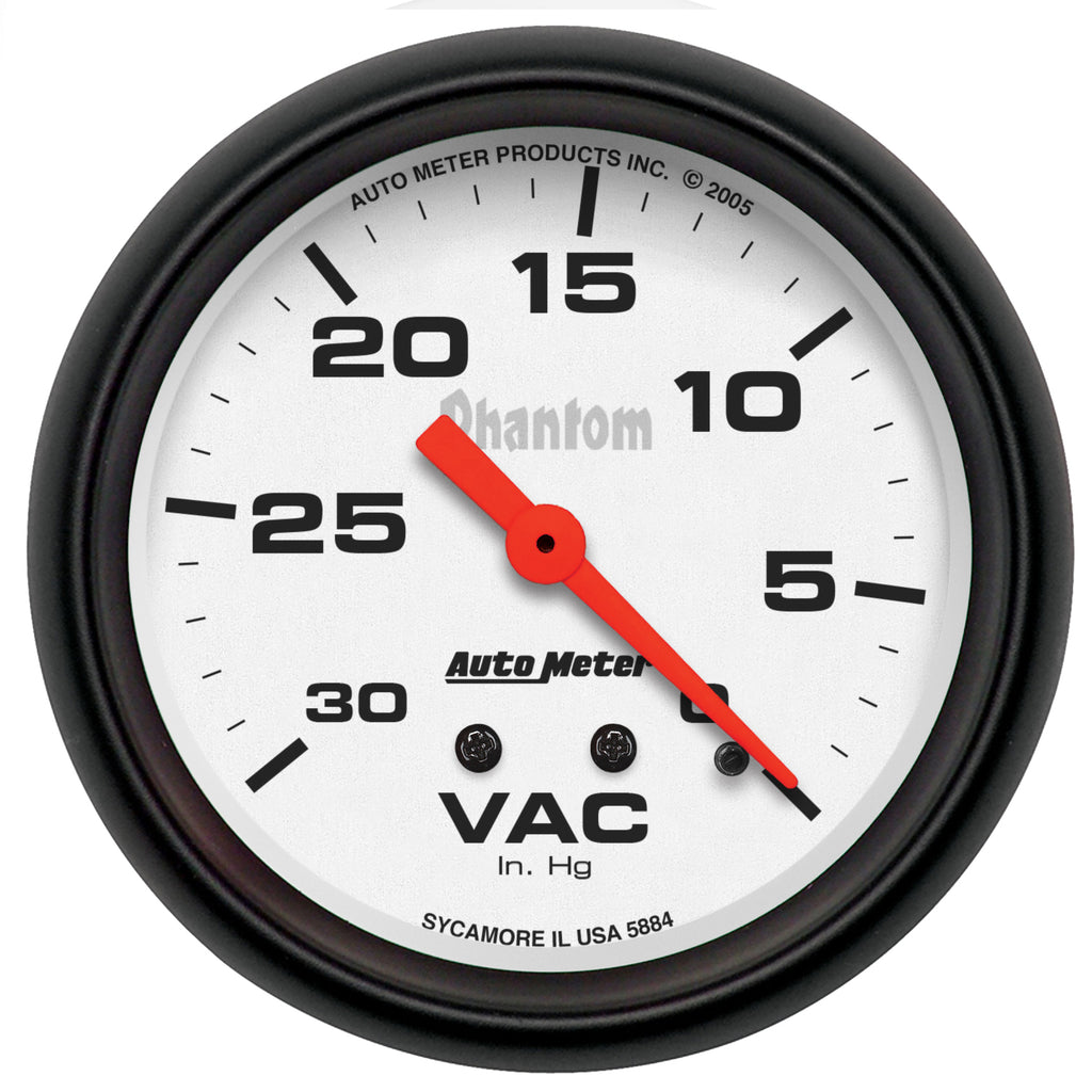 AutoMeter 5884 GAUGE, VACUUM, 2 5/8", 30INHG, MECHANICAL, PHANTOM