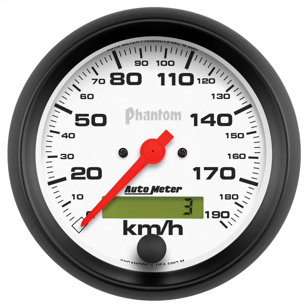 AutoMeter 5887-M GAUGE, SPEEDOMETER, 3 3/8", 190KM/H, ELEC. PROG. W/ LCD ODO, PHANTOM