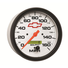 Load image into Gallery viewer, AutoMeter 5889-00406 GAUGE, SPEEDOMETER, 5", 160MPH, ELEC. PROGRAMMABLE, CHEVY RED BOWTIE, WHITE