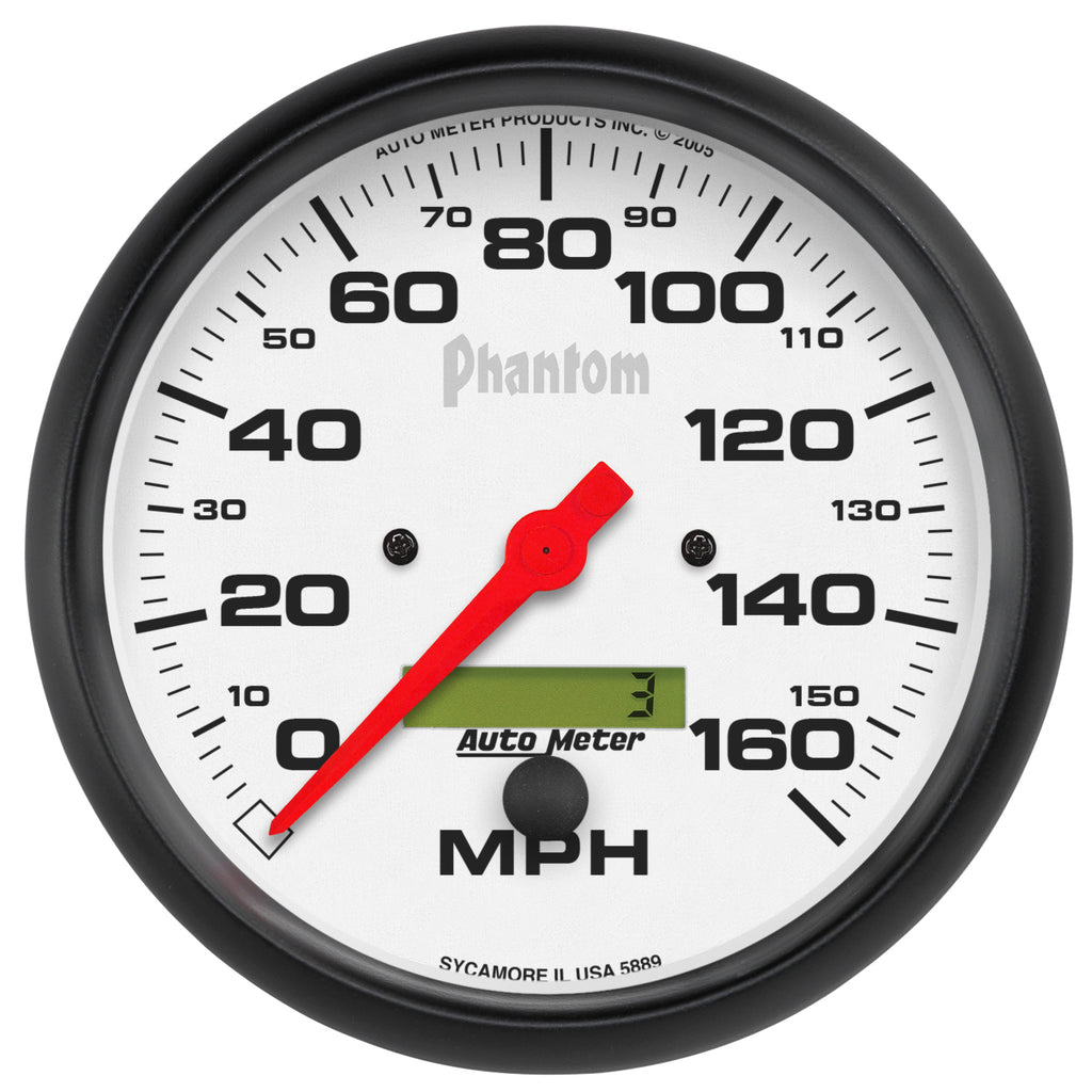 AutoMeter 5889 GAUGE, SPEEDO, 5", 160MPH, ELEC. PROGRAM W/ LCD ODO, PHANTOM