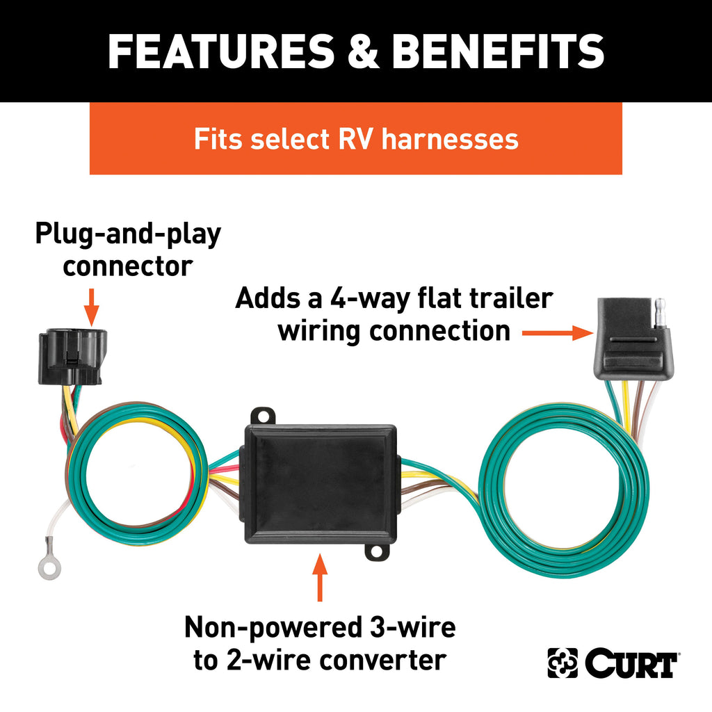 CURT 58919 Custom Towed-Vehicle RV Wiring Harness Add-On