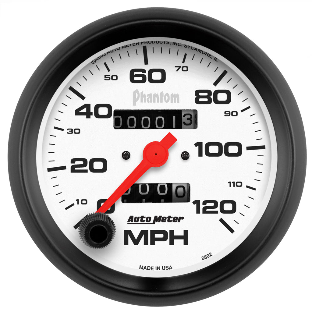 AutoMeter 5892 GAUGE, SPEEDOMETER, 3 3/8", 120MPH, MECHANICAL, PHANTOM