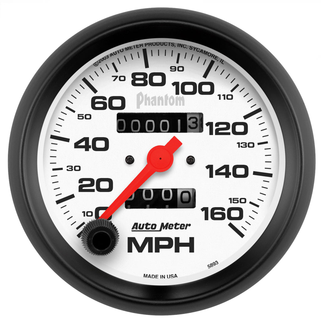 AutoMeter 5893 GAUGE, SPEEDOMETER, 3 3/8", 160MPH, MECHANICAL, PHANTOM