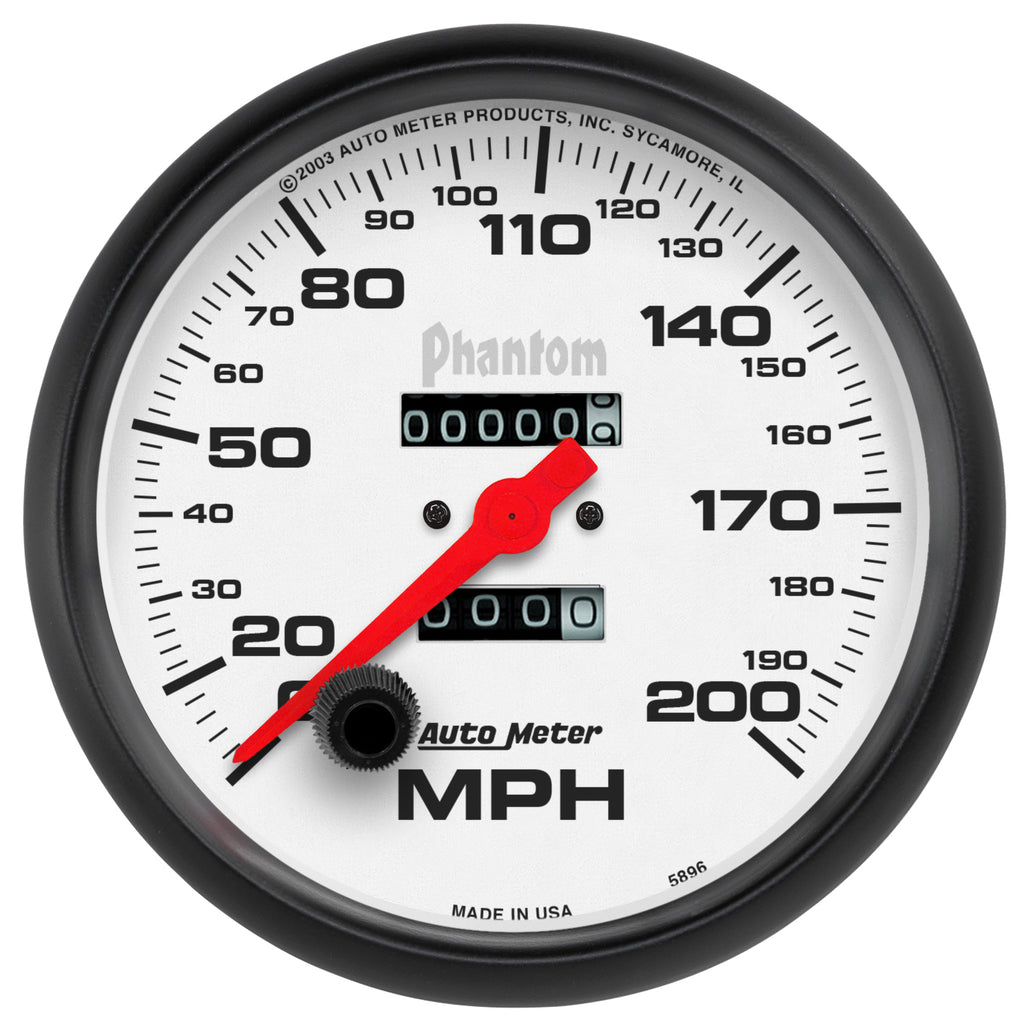 AutoMeter 5896 GAUGE, SPEEDOMETER, 5", 200MPH, MECHANICAL, PHANTOM