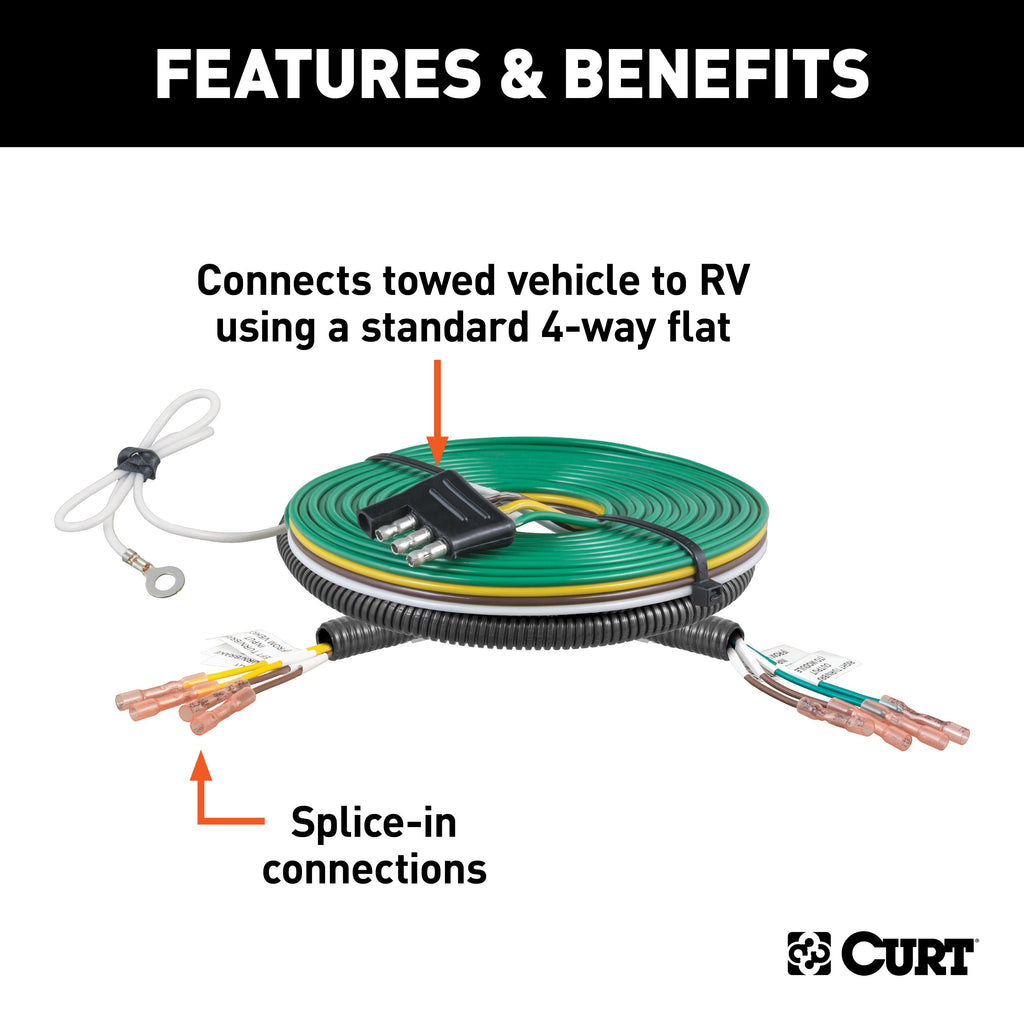 CURT 58979 Universal Splice-In Towed-Vehicle RV Wiring Harness for Dinghy Towing