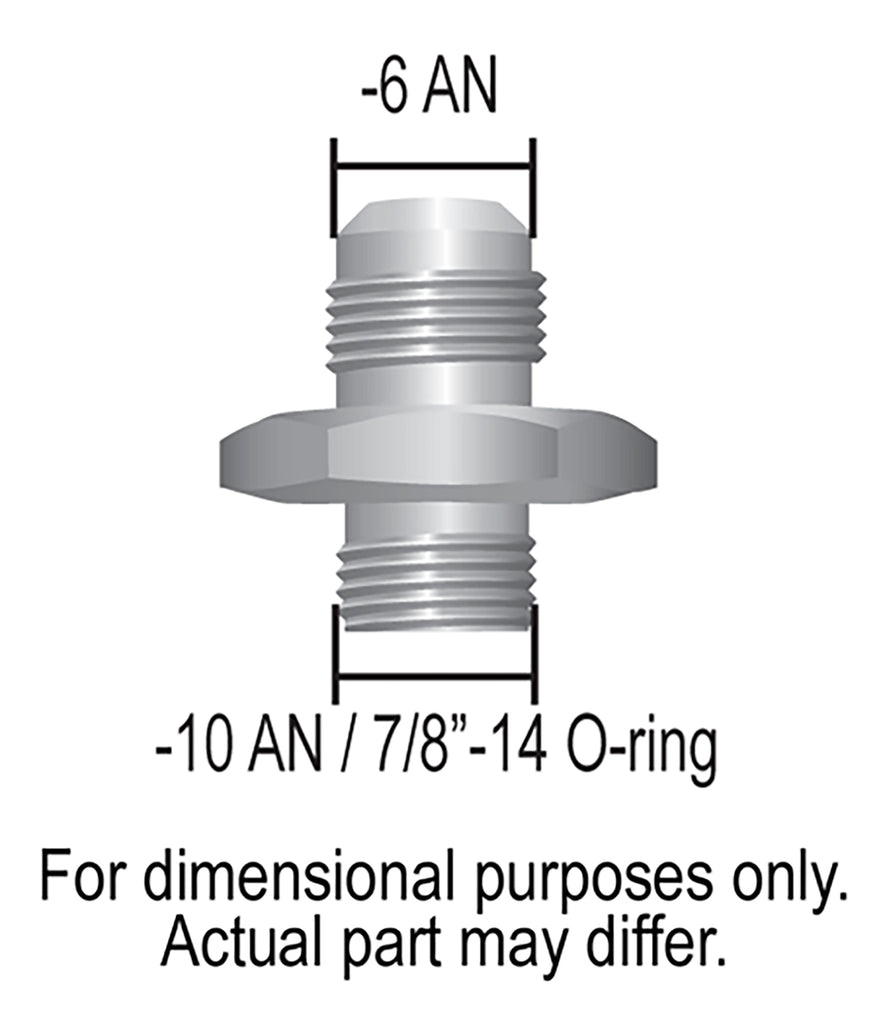 Derale 59006 Aluminum Cooler/Adapter Fitting -6AN x -10AN O-ring, Bright Anodized