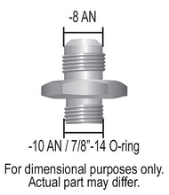Load image into Gallery viewer, Derale 59008 Aluminum Cooler/Adapter Fitting -8AN x -10AN O-ring, Bright Anodized