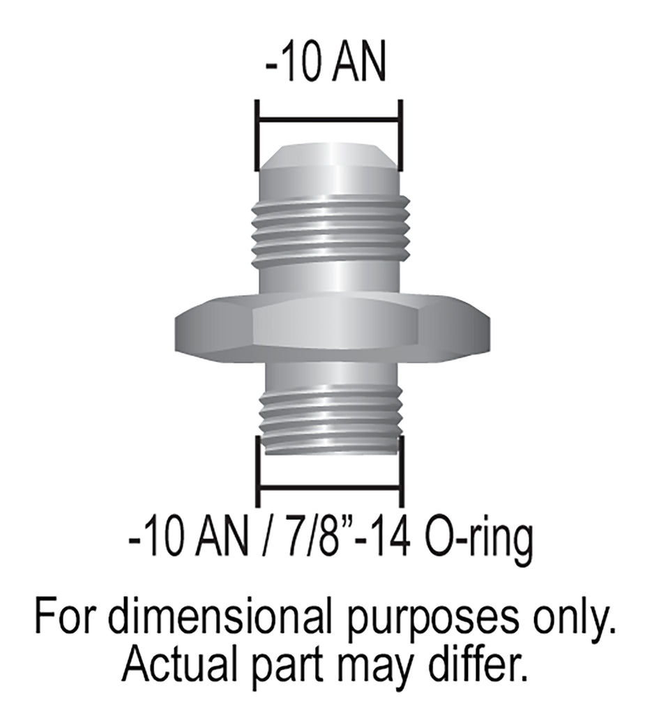 Derale 59010 Aluminum Cooler/Adapter Fitting -10AN x -10AN O-ring, Bright Anodized