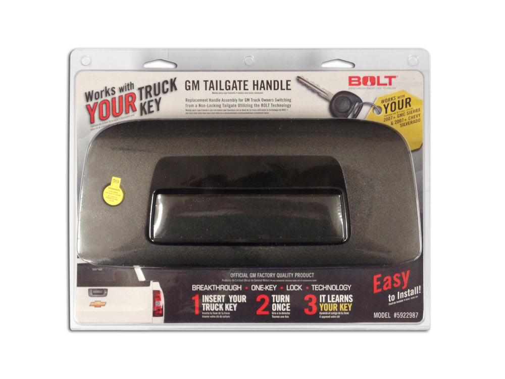 BOLT 5922987 GM TAILGATE HANDLE-INCLUDES CYLINDER (LATE MODEL) for Select Chevrolet Silverado 1500, Chevrolet Silverado Classic, Chevrolet Silverado HD Classic, Chevrolet Silverado 2500, Chevrolet Silverado HD, Chevrolet Silverado HD Classic, Chevrolet