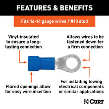 Load image into Gallery viewer, CURT 59521 Ring Terminals (16-14 Wire Gauge, #10 Stud Size, 100-Pack)