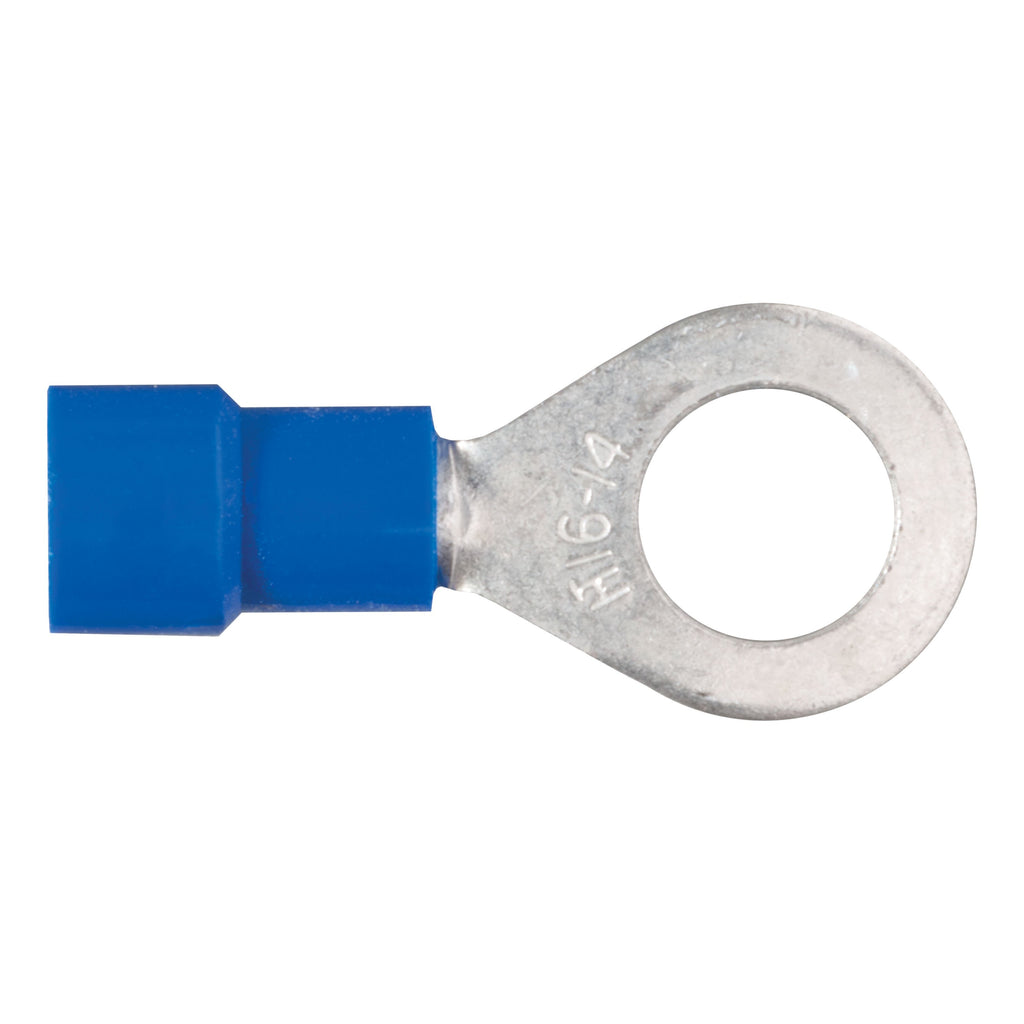 CURT 59522 Ring Terminals (16-14 Wire Gauge, 1/4" Stud Size, 100-Pack)