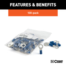 Load image into Gallery viewer, CURT 59522 Ring Terminals (16-14 Wire Gauge, 1/4" Stud Size, 100-Pack)
