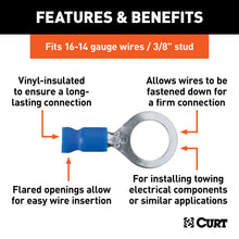 Load image into Gallery viewer, CURT 59523 Ring Terminals (16-14 Wire Gauge, 3/8" Stud Size, 100-Pack)