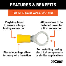Load image into Gallery viewer, CURT 59538 Ring Terminals (12-10 Wire Gauge, 3/8" Stud Size, 100-Pack)
