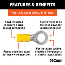 Load image into Gallery viewer, CURT 59556 Ring Terminals (12-10 Wire Gauge, 5/16" Stud Size, 100-Pack)