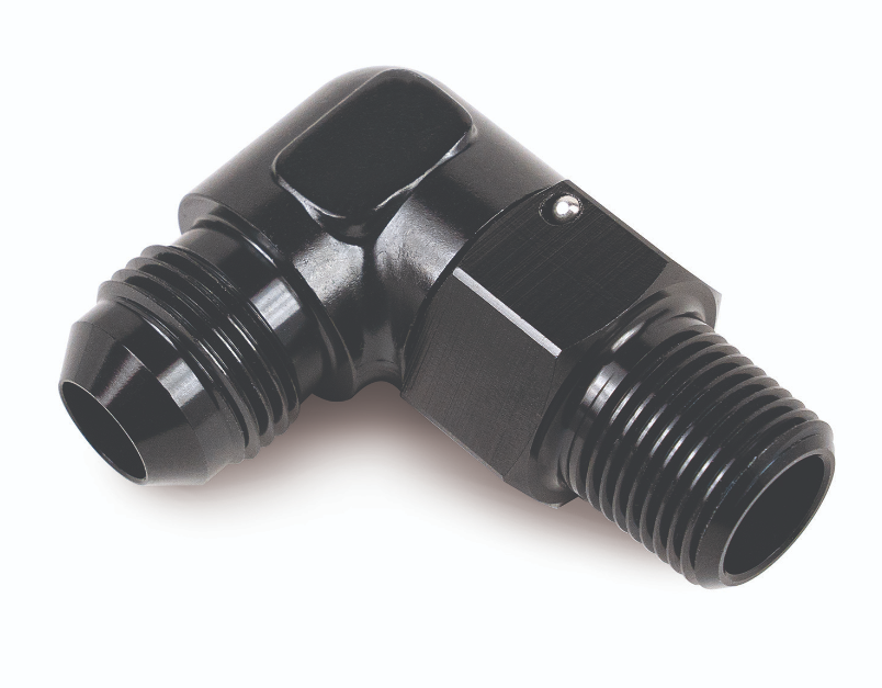 Derale 59606 Aluminum Swivel Fitting 90° 3/8" NPT x -6AN Male