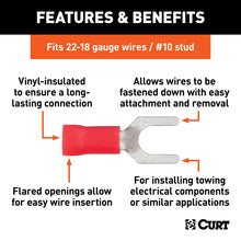 Load image into Gallery viewer, CURT 59611 Spade Terminals (22-18 Wire Gauge, #10 Stud Size, 100-Pack)