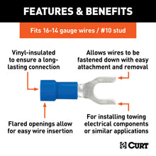 Load image into Gallery viewer, CURT 59621 Spade Terminals (16-14 Wire Gauge, #10 Stud Size, 100-Pack)