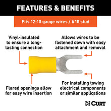 Load image into Gallery viewer, CURT 59631 Spade Terminals (12-10 Wire Gauge, #10 Stud Size, 100-Pack)