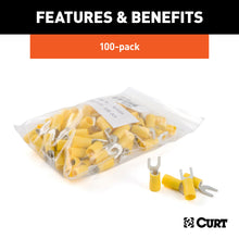 Load image into Gallery viewer, CURT 59631 Spade Terminals (12-10 Wire Gauge, #10 Stud Size, 100-Pack)