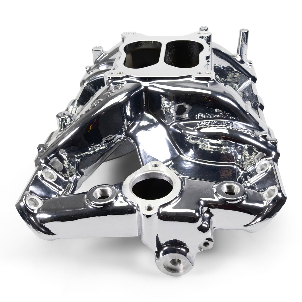 Performer-Rpm-Pontiac-326-455-Intake-Manifold,-Chrome-Plasma-Finish