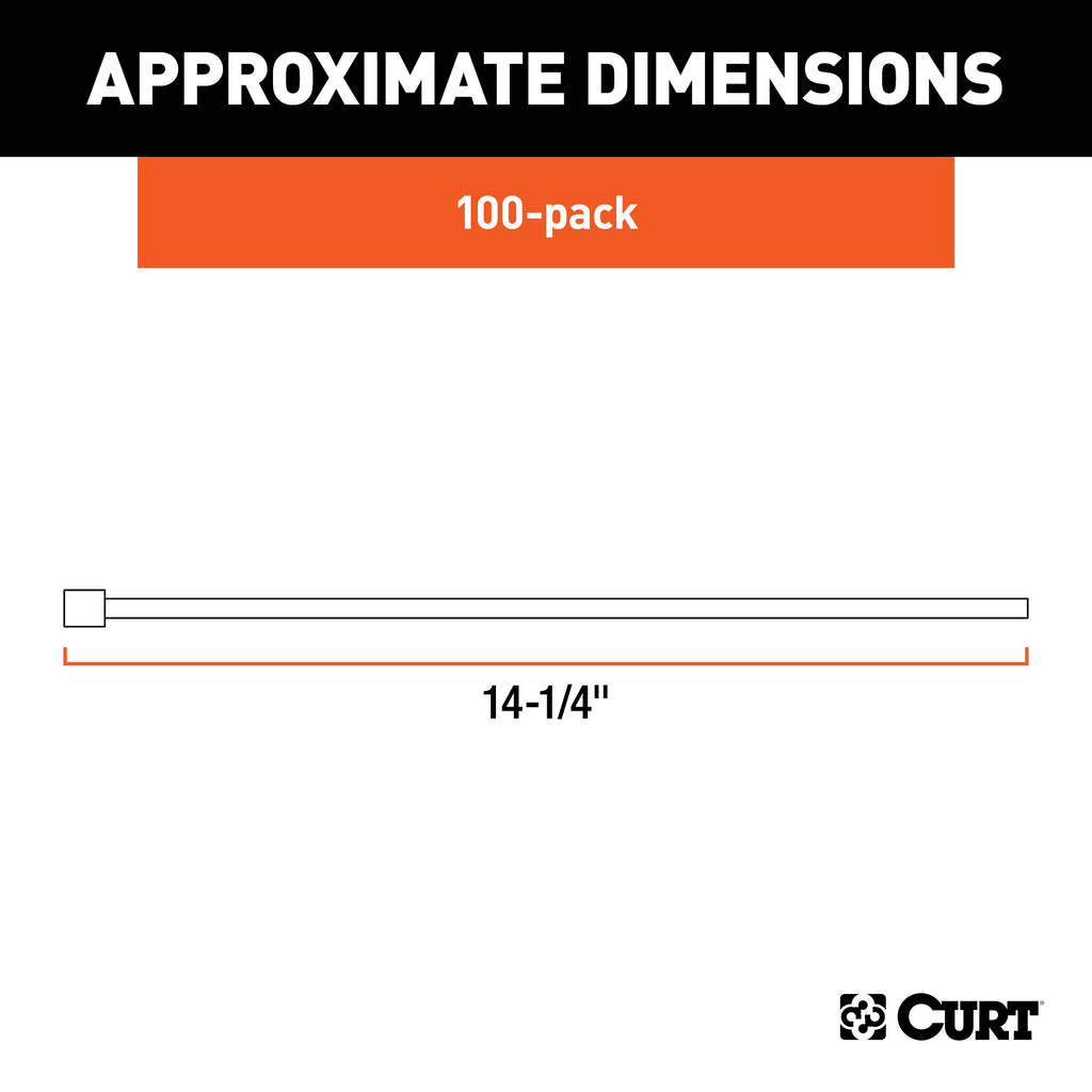 CURT 59732 14-1/4" Plastic Zip Wire Ties (100-Pack)