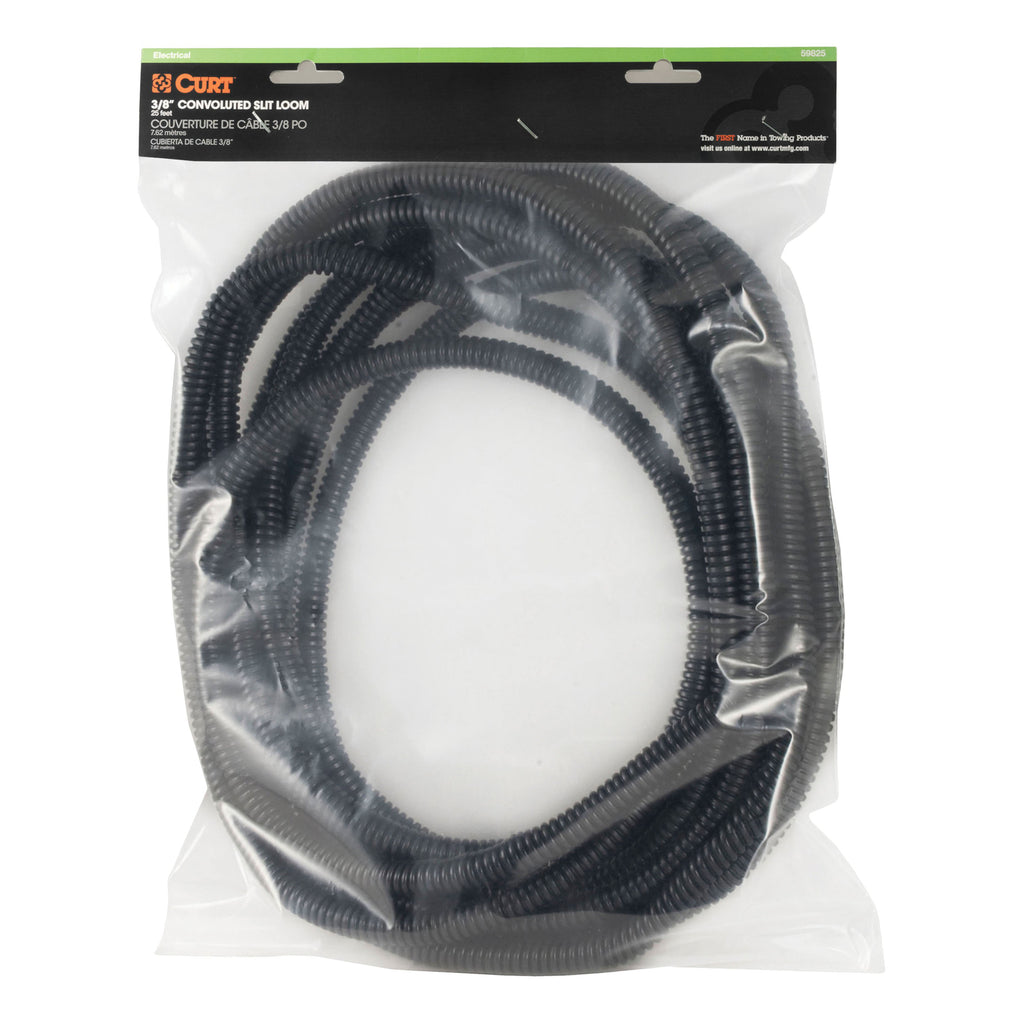 CURT 59825 3/8" x 25' Convoluted Slit Loom Tubing (Packaged)