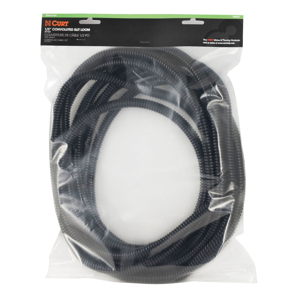 CURT 59827 1/2" x 25' Convoluted Slit Loom Tubing (Packaged)