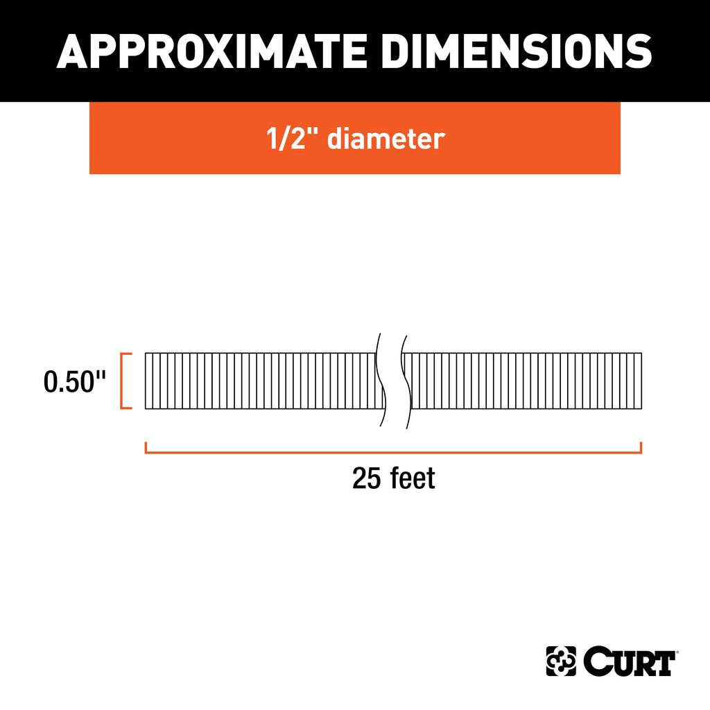 CURT 59827 1/2" x 25' Convoluted Slit Loom Tubing (Packaged)